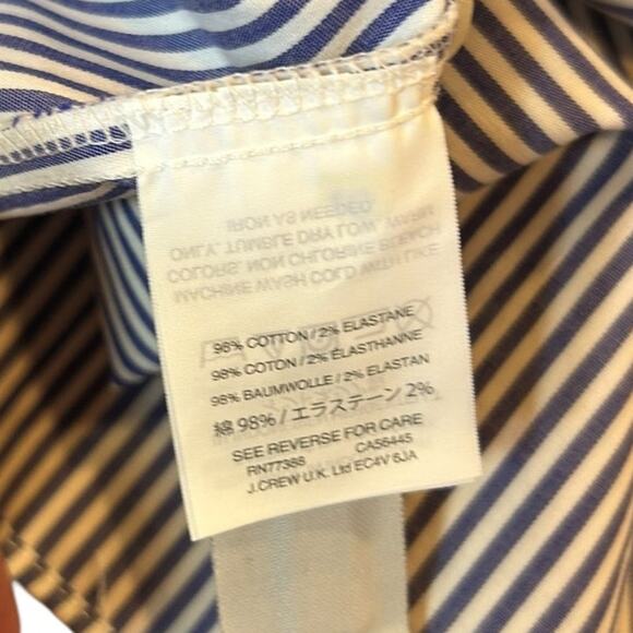 NWT J. Crew Blue White Business Stripe Cotton Wrap Blouse Office Women's Size 12 - Picture 10 of 12
